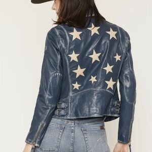 Mauritius Light Blue Christy "Scattered Stars"Leather Jacket